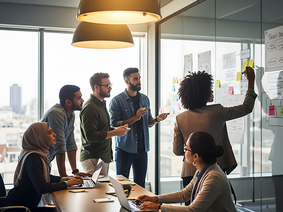 Senior consultants leading a structured project discovery session
