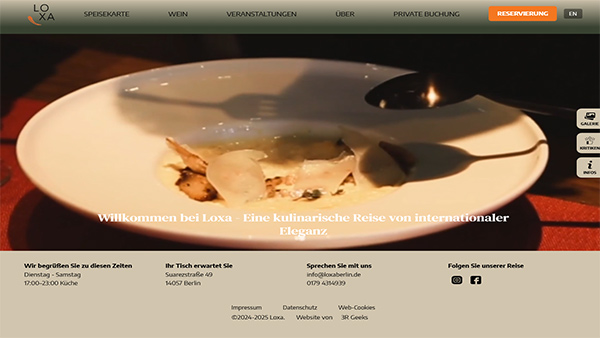 LOXA restaurant website — bold identity for a Berlin dining experience